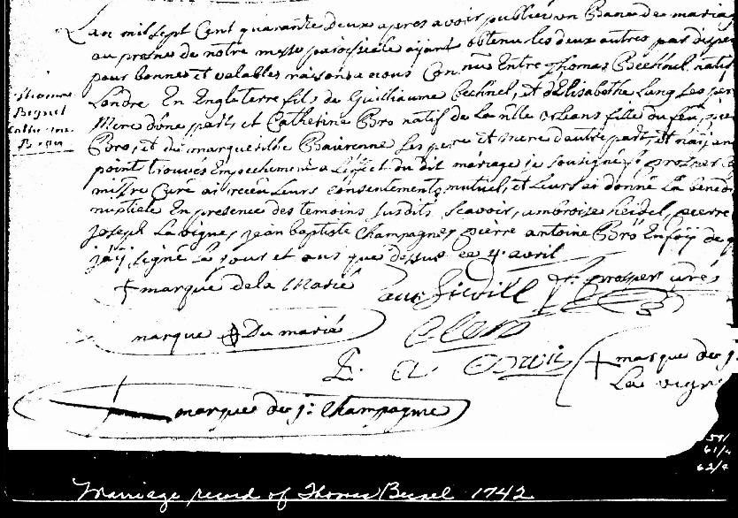 1742 Louisiana Marriage Certificate 